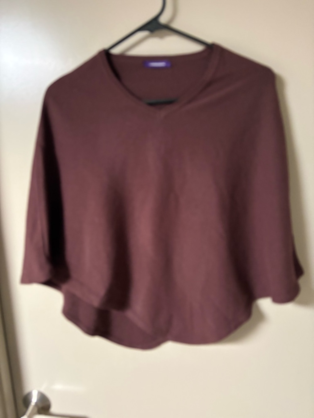 Women's cashmere/wool V-Neck Shrug/cape in Deep Plum